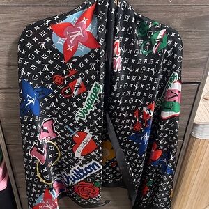 Black Multicolor Monogram silky scarf